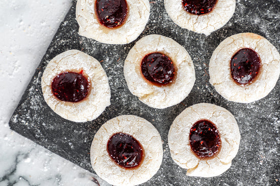 Raspberry Thumbprint Almond Cookies